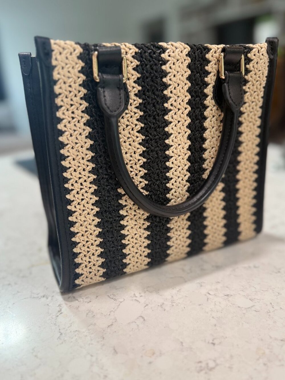 Mia Mini Tote Bag - Black Raffia - Picture 5 of 9